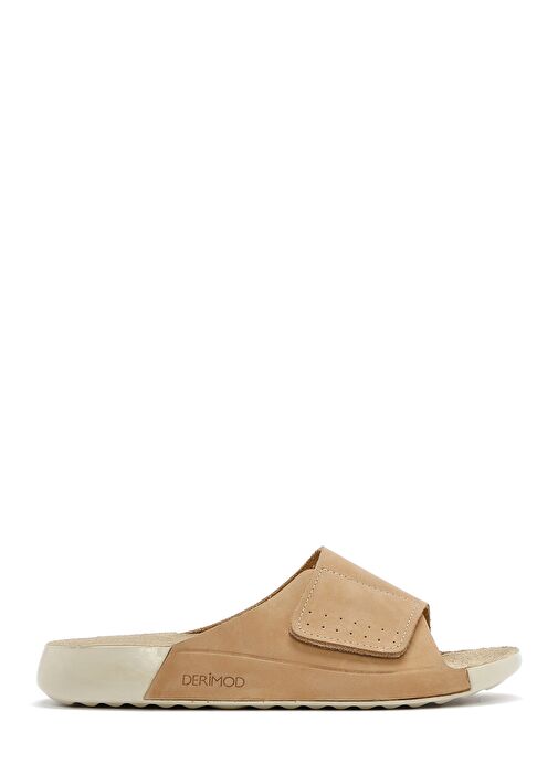 Kadın Bej Nubuk Deri Comfort Terlik 25SFD5011V3 - Görsel 2