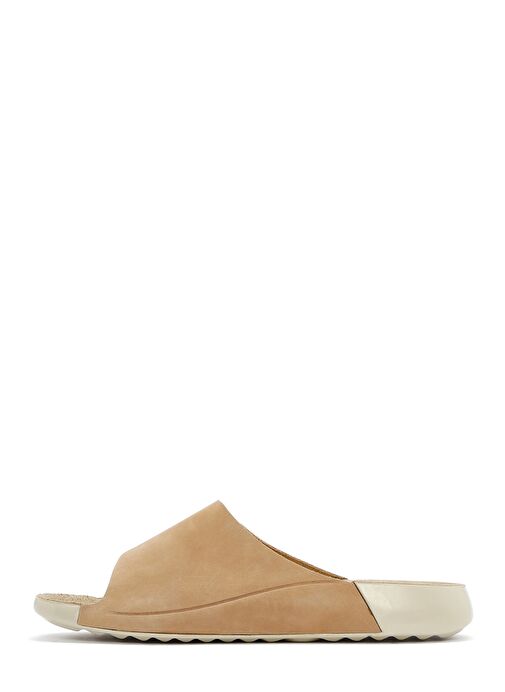 Kadın Bej Nubuk Deri Comfort Terlik 25SFD5011V3 - Görsel 3