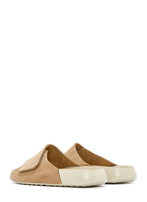 Kadın Bej Nubuk Deri Comfort Terlik 25SFD5011V3 - Görsel 6