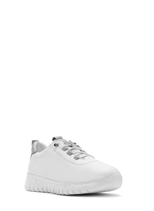 Kadın Beyaz Bağcıklı Deri Sneaker 25SFD501918 - Görsel 7