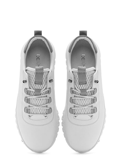 Kadın Beyaz Bağcıklı Deri Sneaker 25SFD501918 - Görsel 8