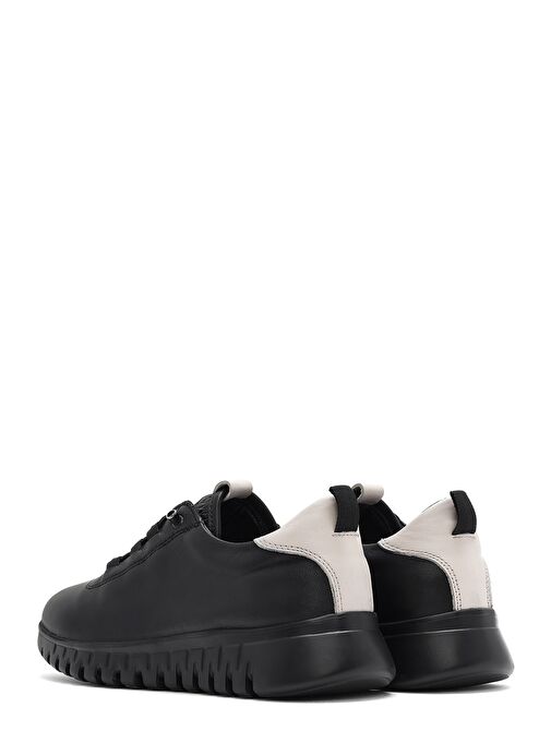 Kadın Siyah Bağcıklı Deri Sneaker 25SFD501918 - Görsel 6