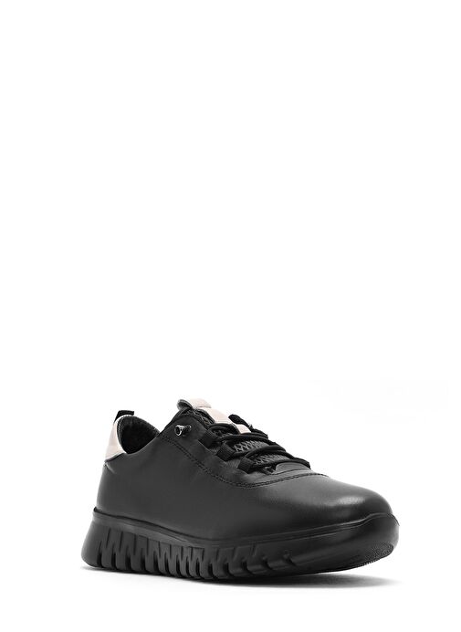 Kadın Siyah Bağcıklı Deri Sneaker 25SFD501918 - Görsel 7