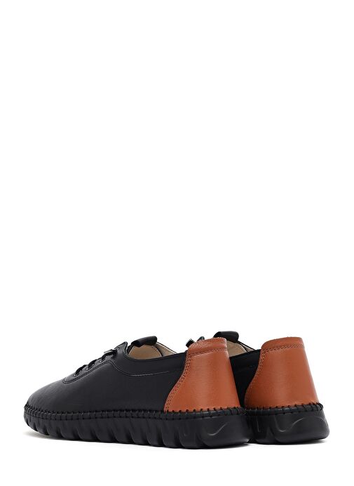 Kadın Siyah Bağcıklı Deri Sneaker 25SFD501618 - Görsel 6