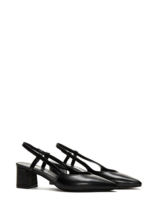 Derimod Derimod Siyah Bej Kadın Deri Topuklu Ayakkabı 25SFD160018_bynr1 Sandalet & Terlik | Boyner Siyah - 4. görsel