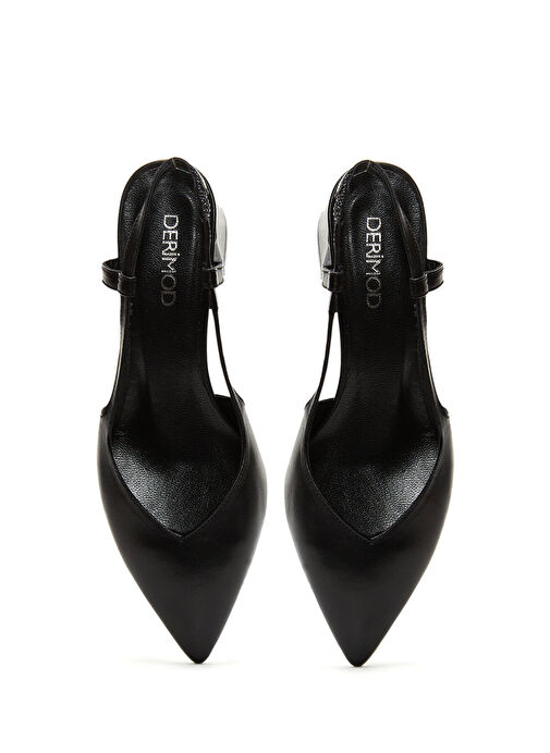 Derimod Derimod Siyah Bej Kadın Deri Topuklu Ayakkabı 25SFD160018_bynr1 Sandalet & Terlik | Boyner Siyah - 7. görsel