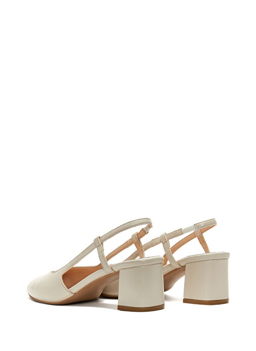 Kadın Bej Arkası Açık Topuklu Deri Ayakkabı 25SFD160018 - Görsel 6