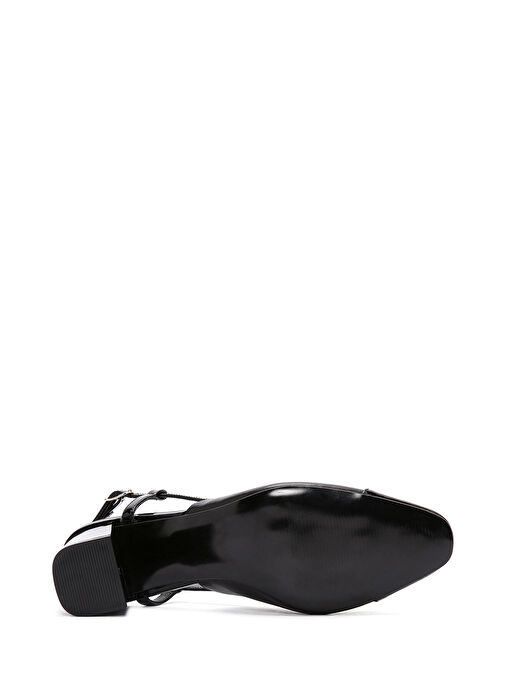 Kadın Siyah Arkası Açık Topuklu Deri Ayakkabı 25SFD160114 - Görsel 6