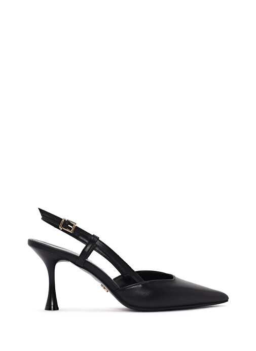 Derimod Derimod Kadın Siyah Arkası Açık Topuklu Deri Ayakkabı 25SFD160218 Sandalet & Terlik | Boyner Siyah - 2. görsel