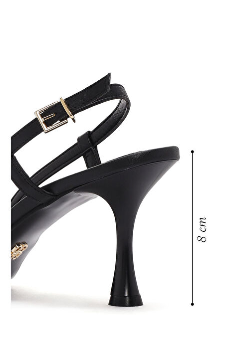 Derimod Derimod Kadın Siyah Arkası Açık Topuklu Deri Ayakkabı 25SFD160218 Sandalet & Terlik | Boyner Siyah - 3. görsel
