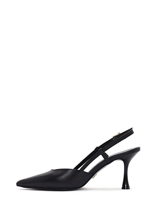 Derimod Derimod Kadın Siyah Arkası Açık Topuklu Deri Ayakkabı 25SFD160218 Sandalet & Terlik | Boyner Siyah - 4. görsel
