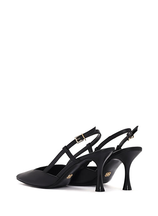 Derimod Derimod Kadın Siyah Arkası Açık Topuklu Deri Ayakkabı 25SFD160218 Sandalet & Terlik | Boyner Siyah - 7. görsel