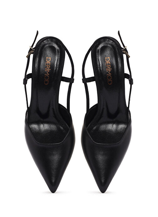 Derimod Derimod Kadın Siyah Arkası Açık Topuklu Deri Ayakkabı 25SFD160218 Sandalet & Terlik | Boyner Siyah - 9. görsel