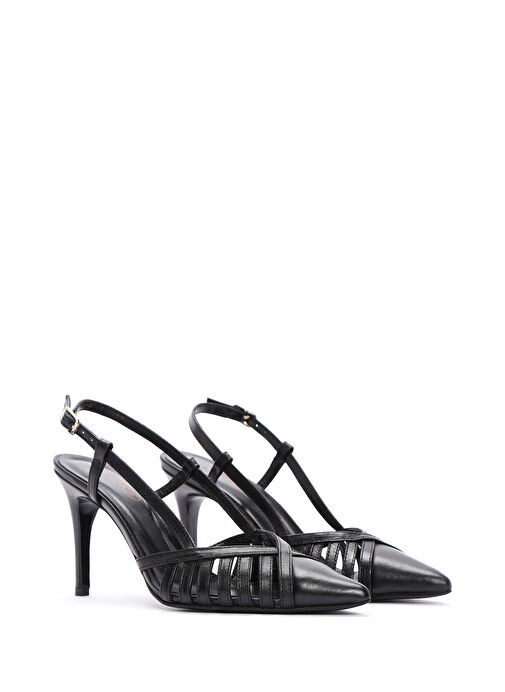 Derimod Siyah Kadın Deri Topuklu Sandalet 25SFD160318 - Görsel 5