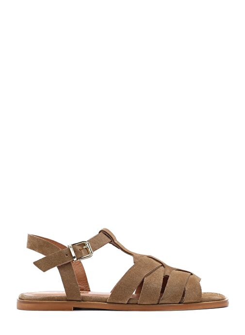 Kadın Vizon Bilekten Bantlı Süet Deri Sandalet 25SFD160810 - Görsel 2