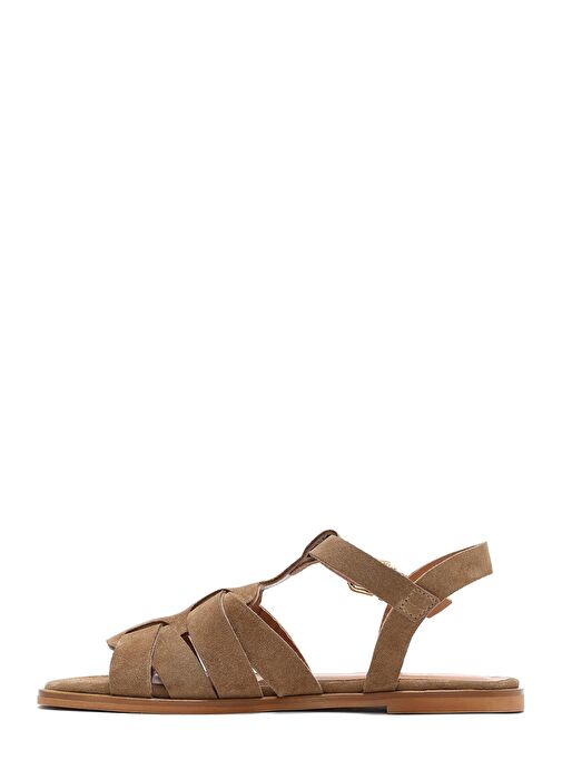 Kadın Vizon Bilekten Bantlı Süet Deri Sandalet 25SFD160810 - Görsel 3