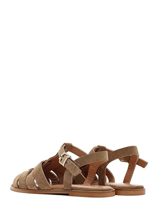 Kadın Vizon Bilekten Bantlı Süet Deri Sandalet 25SFD160810 - Görsel 6