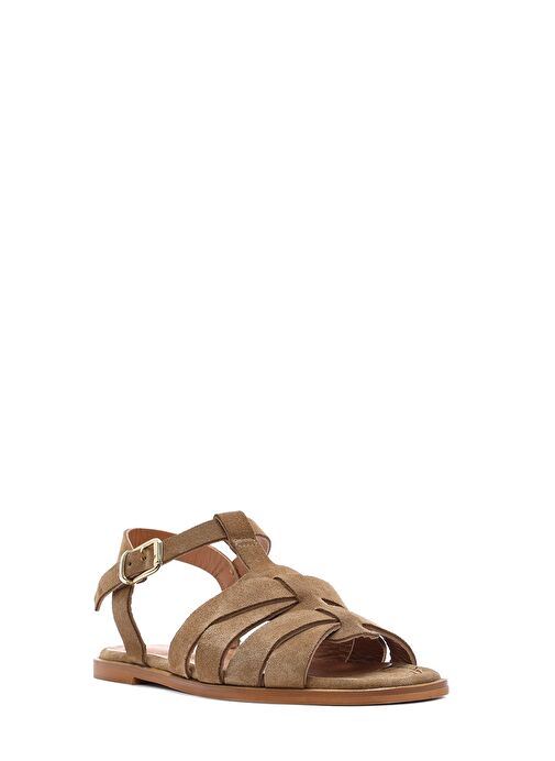 Kadın Vizon Bilekten Bantlı Süet Deri Sandalet 25SFD160810 - Görsel 7