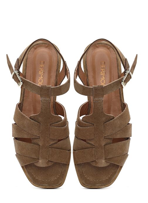 Kadın Vizon Bilekten Bantlı Süet Deri Sandalet 25SFD160810 - Görsel 8