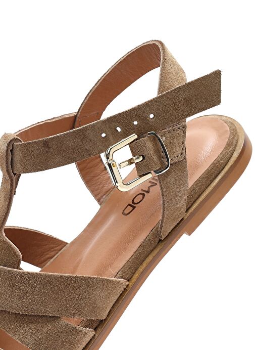 Kadın Vizon Bilekten Bantlı Süet Deri Sandalet 25SFD160810 - Görsel 9