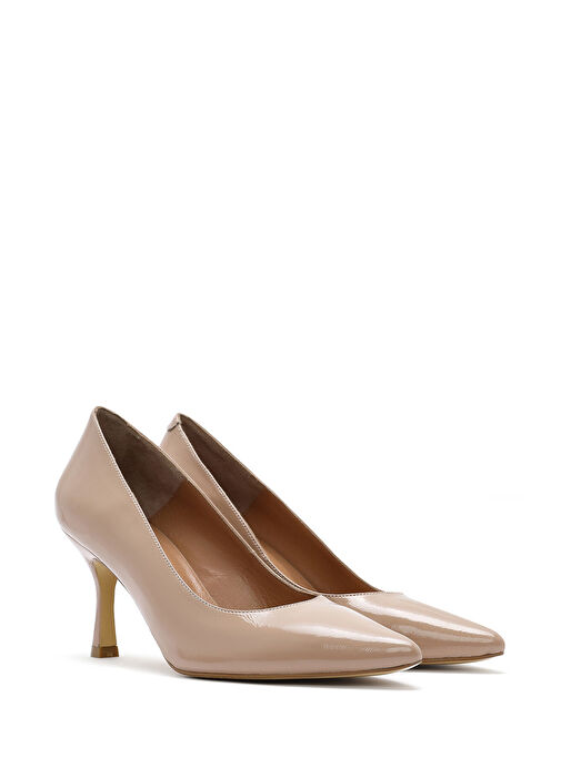 Kadın Bej İnce Topuklu Rugan Deri Stiletto 25SFD162116 - Görsel 4