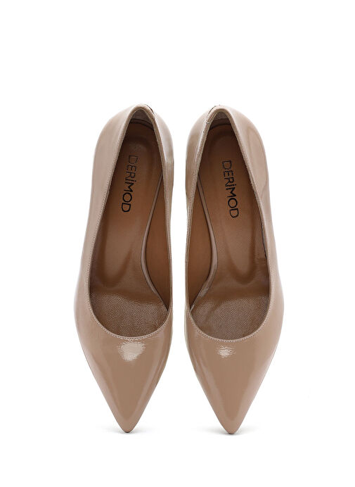 Kadın Bej İnce Topuklu Rugan Deri Stiletto 25SFD162116 - Görsel 9