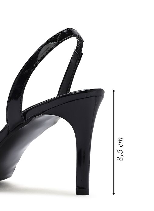 Kadın Siyah Arkası Açık Rugan Deri İnce Topuklu Ayakkabı 25SFD161816 - Görsel 3