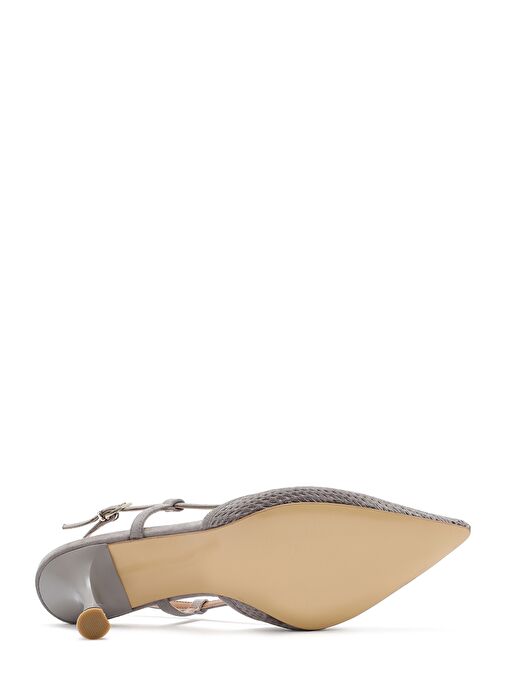 Kadın Gri Arkası Açık Süet Deri İnce Topuklu Ayakkabı 25SFD161910 - Görsel 6