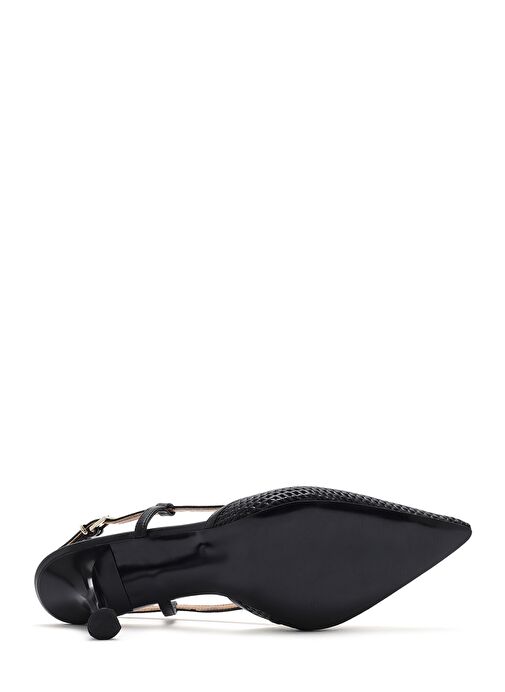 Kadın Siyah Arkası Açık Deri İnce Topuklu Ayakkabı 25SFD161918 - Görsel 6