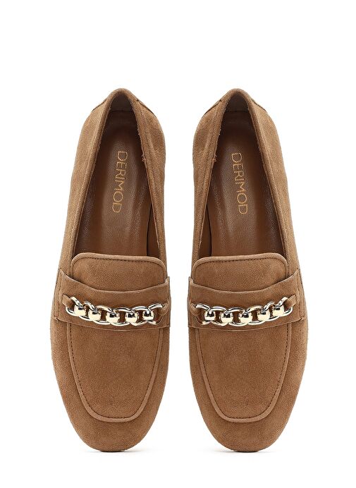 Kadın Taba Tokalı Süet Deri Loafer 25SFD160410 - Görsel 8