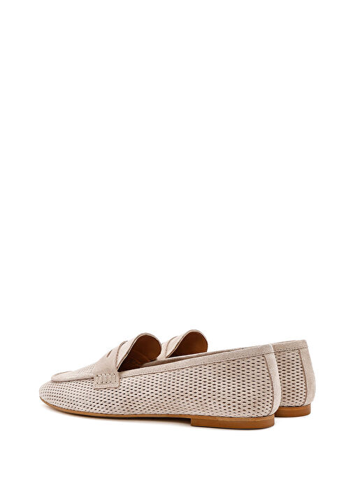 Kadın Bej File Süet Deri Loafer 25SFD160510 - Görsel 6