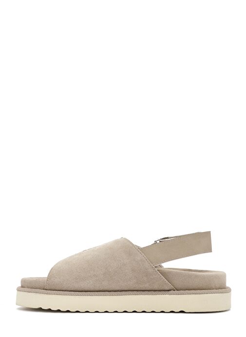 Kadın Bej Bantlı Süet Deri Sandalet 25SFD405410 - Görsel 3