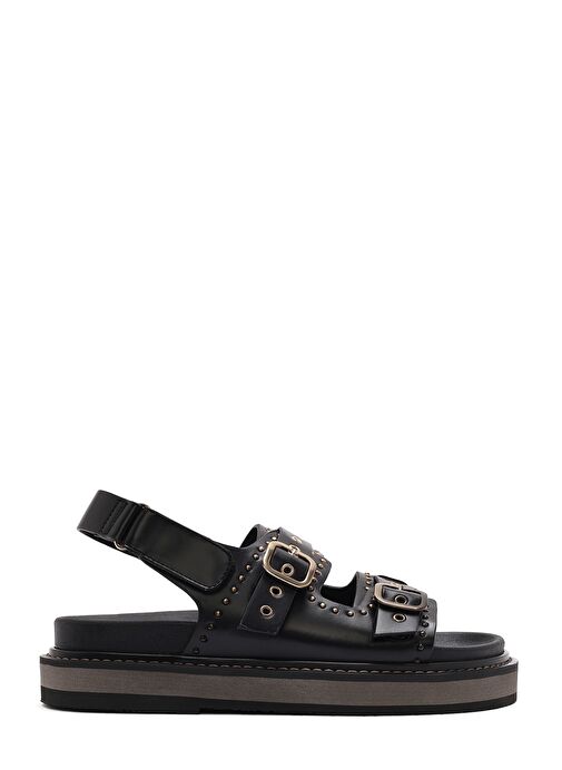 Kadın Siyah Tokalı Kalın Tabanlı Sandalet 25SFE400718 - Görsel 2