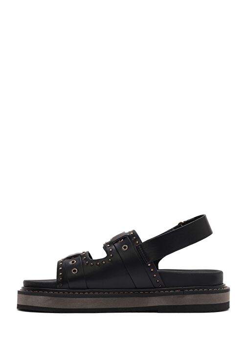 Kadın Siyah Tokalı Kalın Tabanlı Sandalet 25SFE400718 - Görsel 3