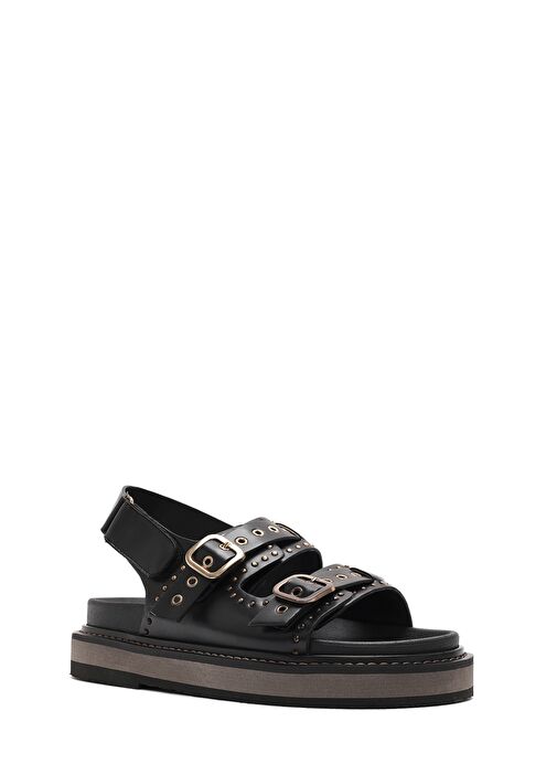 Kadın Siyah Tokalı Kalın Tabanlı Sandalet 25SFE400718 - Görsel 7