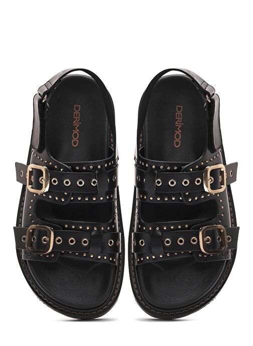 Kadın Siyah Tokalı Kalın Tabanlı Sandalet 25SFE400718 - Görsel 8