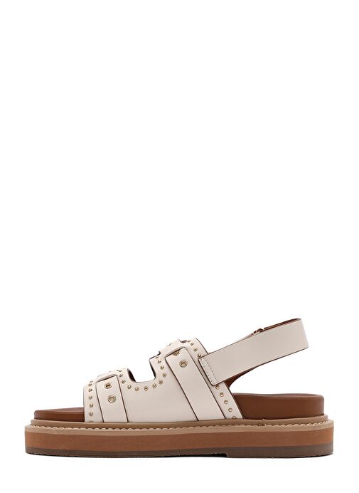 Kadın Krem Tokalı Kalın Tabanlı Sandalet 25SFE400718 - Görsel 3