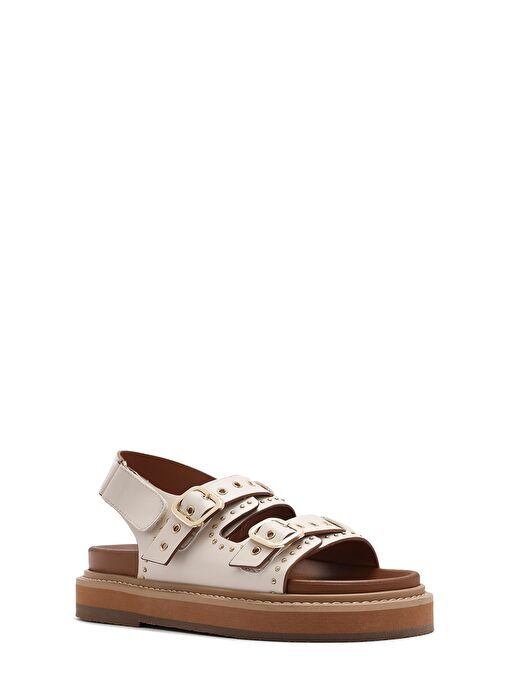 Kadın Krem Tokalı Kalın Tabanlı Sandalet 25SFE400718 - Görsel 7
