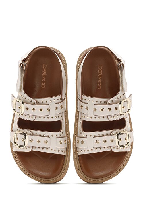 Kadın Krem Tokalı Kalın Tabanlı Sandalet 25SFE400718 - Görsel 8