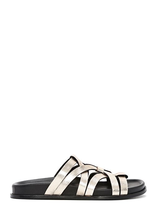 Kadın Altın Deri Metalik Terlik 25SFD152232 - Görsel 2