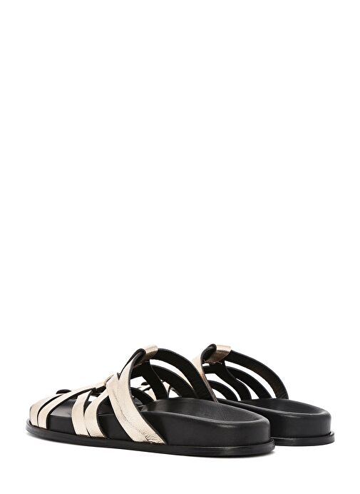 Kadın Altın Deri Metalik Terlik 25SFD152232 - Görsel 6