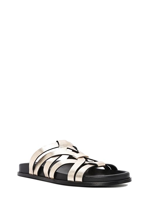 Kadın Altın Deri Metalik Terlik 25SFD152232 - Görsel 7