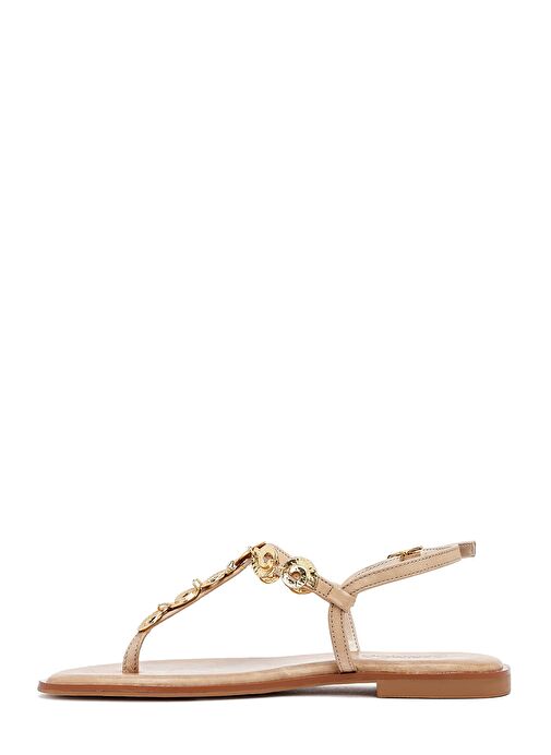 Kadın Taba Bilekten Tokalı Parmak Arası Deri Sandalet 25SFD483014 - Görsel 3