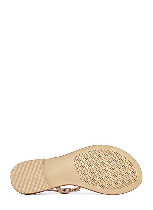 Kadın Taba Bilekten Tokalı Parmak Arası Deri Sandalet 25SFD483014 - Görsel 5