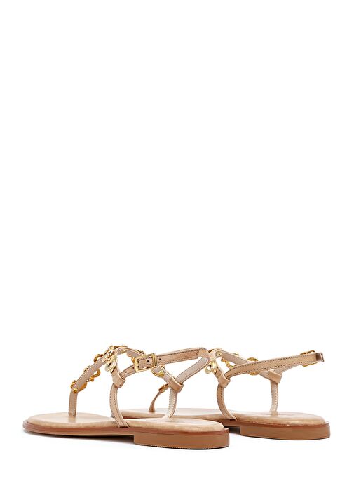 Kadın Taba Bilekten Tokalı Parmak Arası Deri Sandalet 25SFD483014 - Görsel 6