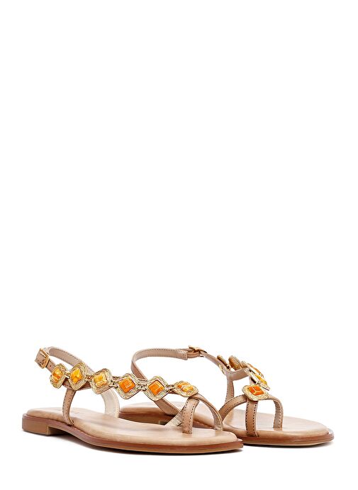 Derimod Derimod Kadın Taba Taşlı Parmak Arası Deri Sandalet 25SFD483114 Sandalet & Terlik | Boyner Taba - 4. görsel