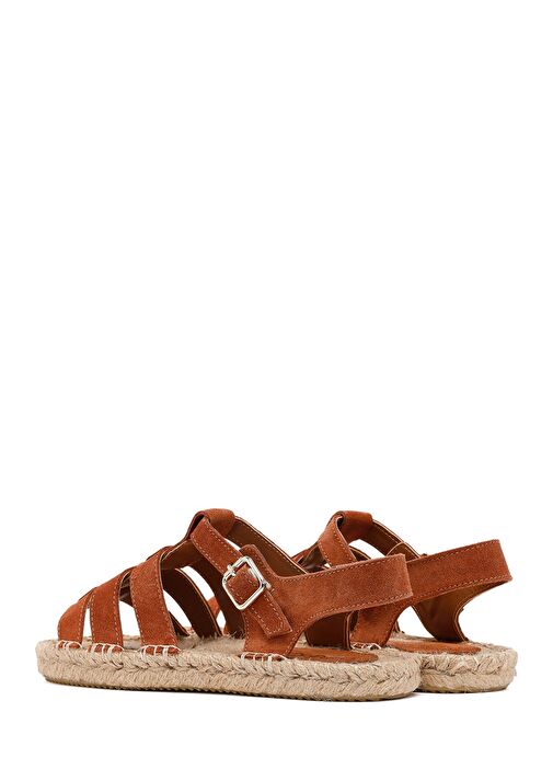 Derimod Derimod Turuncu Kadın Taba Tokalı Süet Deri Espadril Sandalet 25SFD206410 Sandalet & Terlik | Boyner Turuncu - 6. görsel