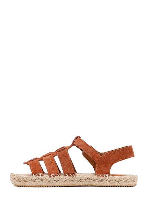 Derimod Derimod Turuncu Kadın Taba Tokalı Süet Deri Espadril Sandalet 25SFD206410 Sandalet & Terlik | Boyner Turuncu - 3. görsel