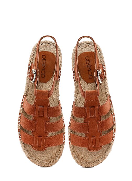 Derimod Derimod Turuncu Kadın Taba Tokalı Süet Deri Espadril Sandalet 25SFD206410 Sandalet & Terlik | Boyner Turuncu - 8. görsel