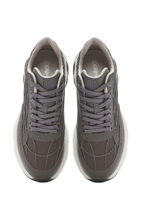 Erkek Gri Bağcıklı Kalın Tabanlı Kumaş Sneaker 25SFD69416F - Görsel 8